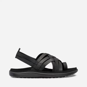 Teva Voya Strappy Leather Damen Sandalen Schwarz (Österreich)